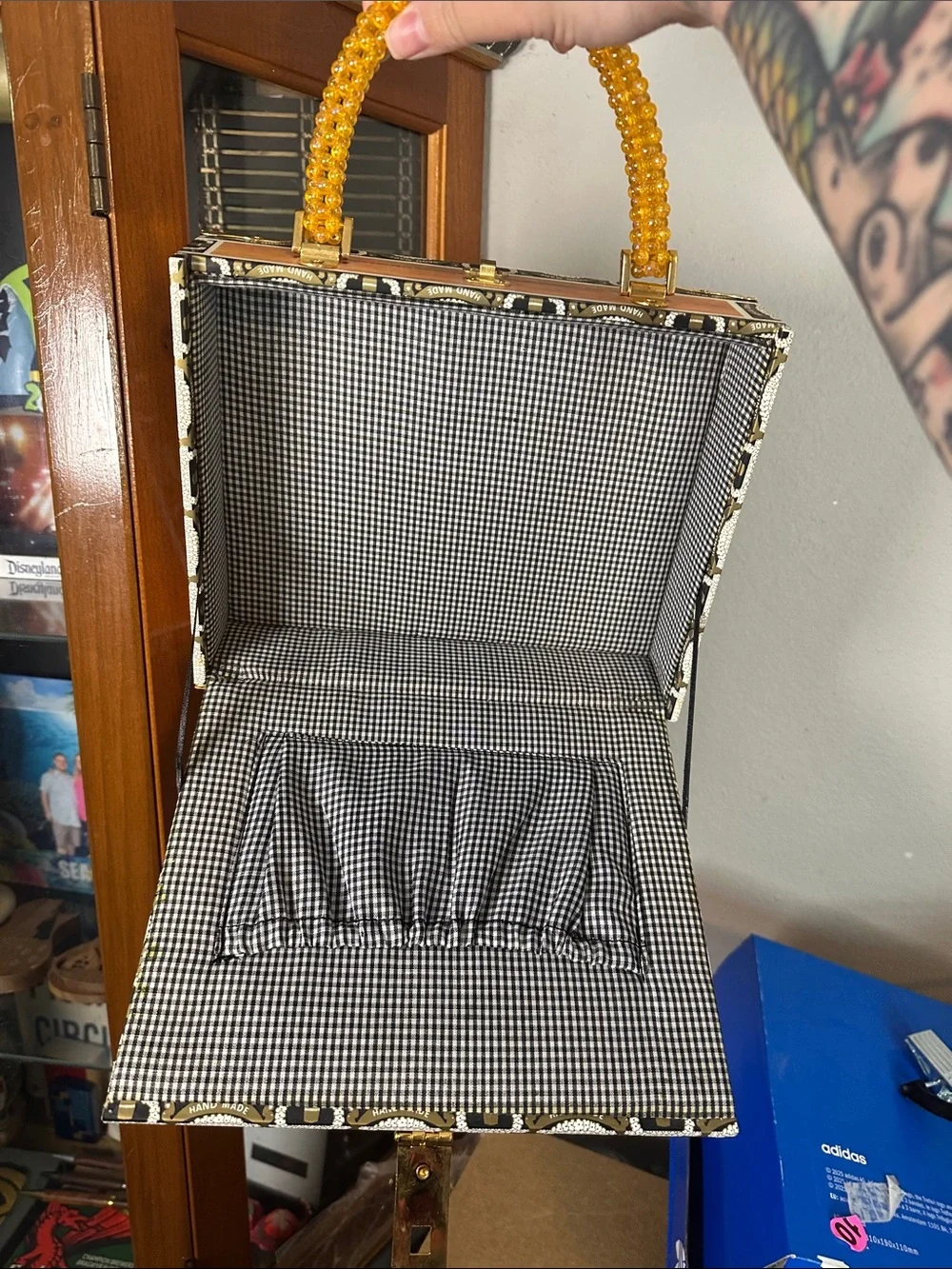 Pina Colada Beaded Handle Tote Bag - Yellow Accent